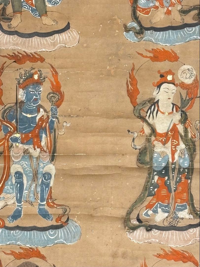 「十二天（風天・地天・水天・月天・羅刹天・毘沙門天）」彩色木版画 １枚|仏画