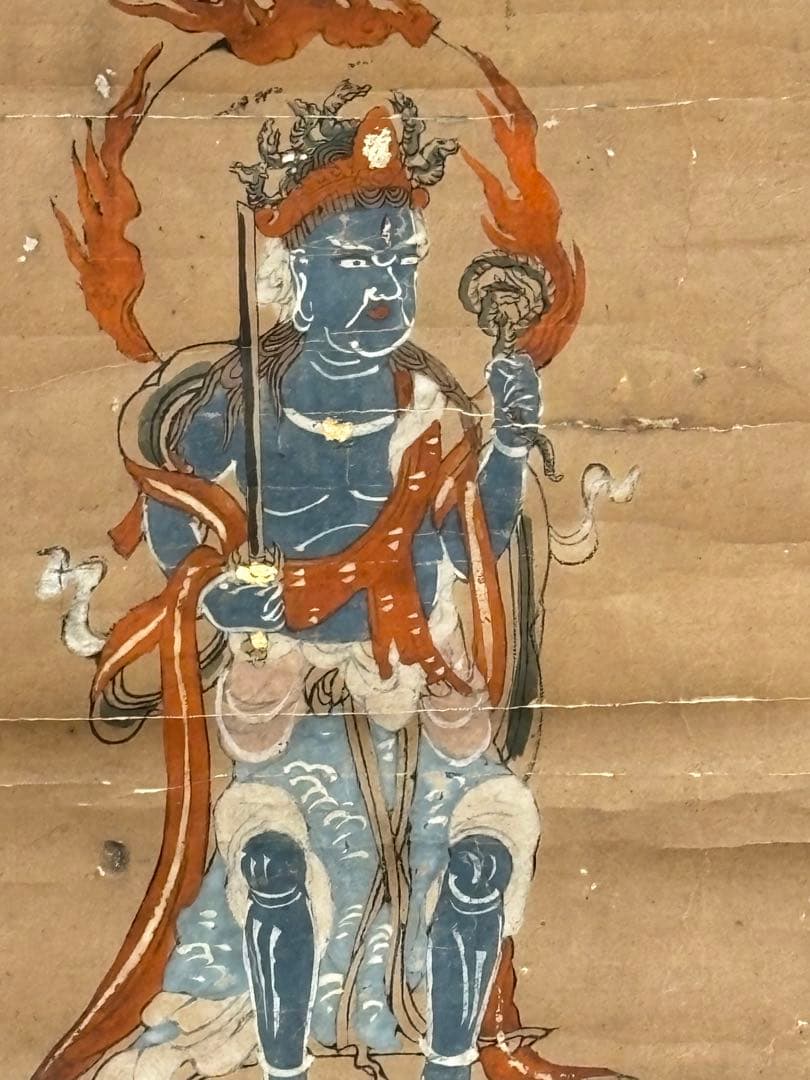 「十二天（風天・地天・水天・月天・羅刹天・毘沙門天）」彩色木版画 １枚|仏画