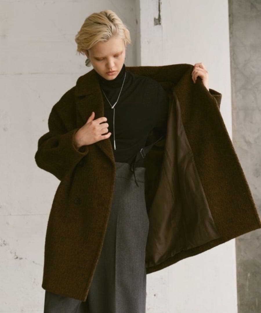 Happy JohnウールブレンドシャギーコクーンPコート