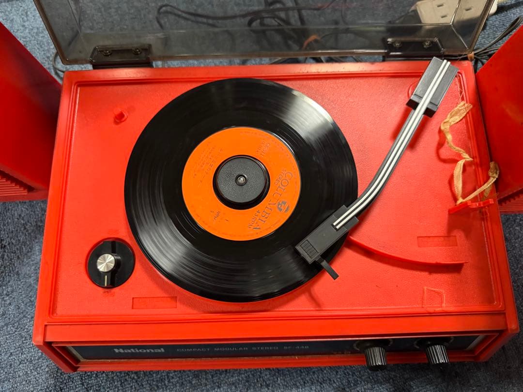 昭和レトロ　ナショナル　レコードプレーヤー　SF–448 レッド　ステレオ