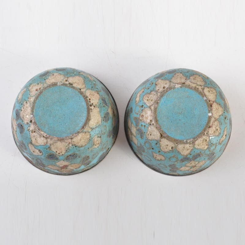 中国　唐物　古七宝内銀張　花草文　盃　一對　M　6628