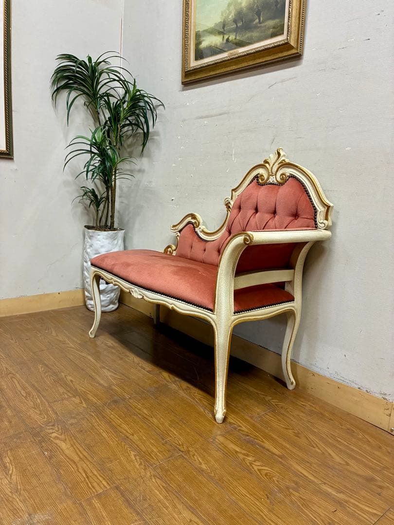 ラブラブ☆管385☆イタリア製☆ロココ調☆姫系☆カウチソファー☆ベンチ