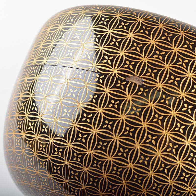 茶道具　輪島塗　前志芸男作　沈金七宝之図　平棗　共箱　D　R5354