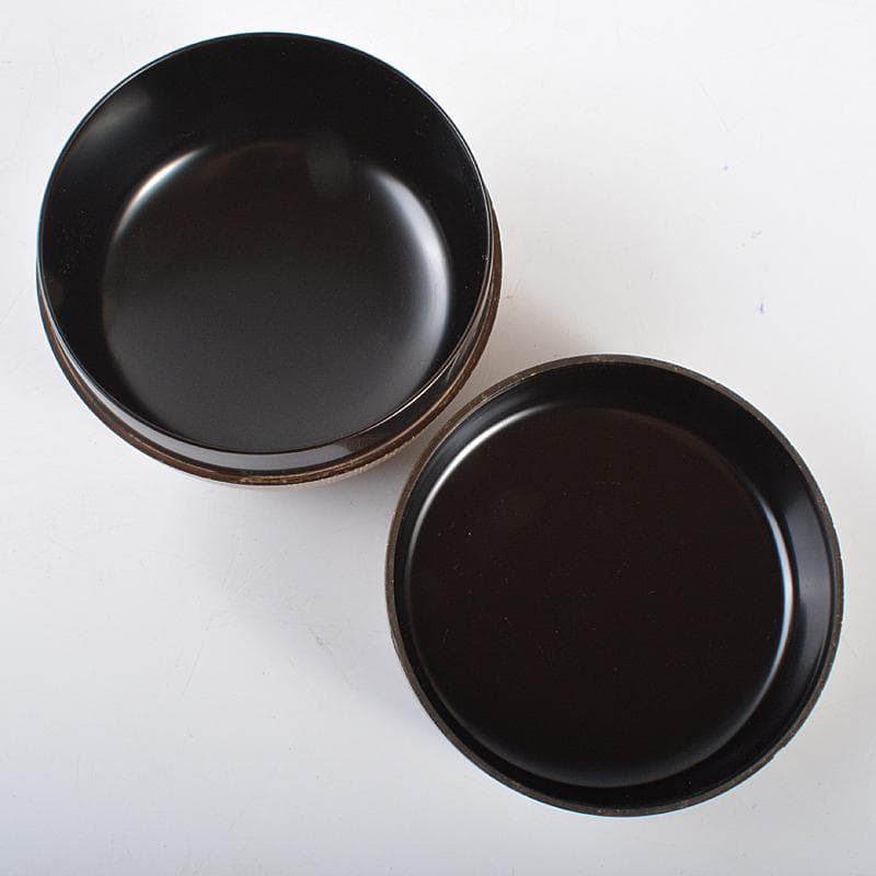 茶道具　輪島塗　前志芸男作　沈金七宝之図　平棗　共箱　D　R5354