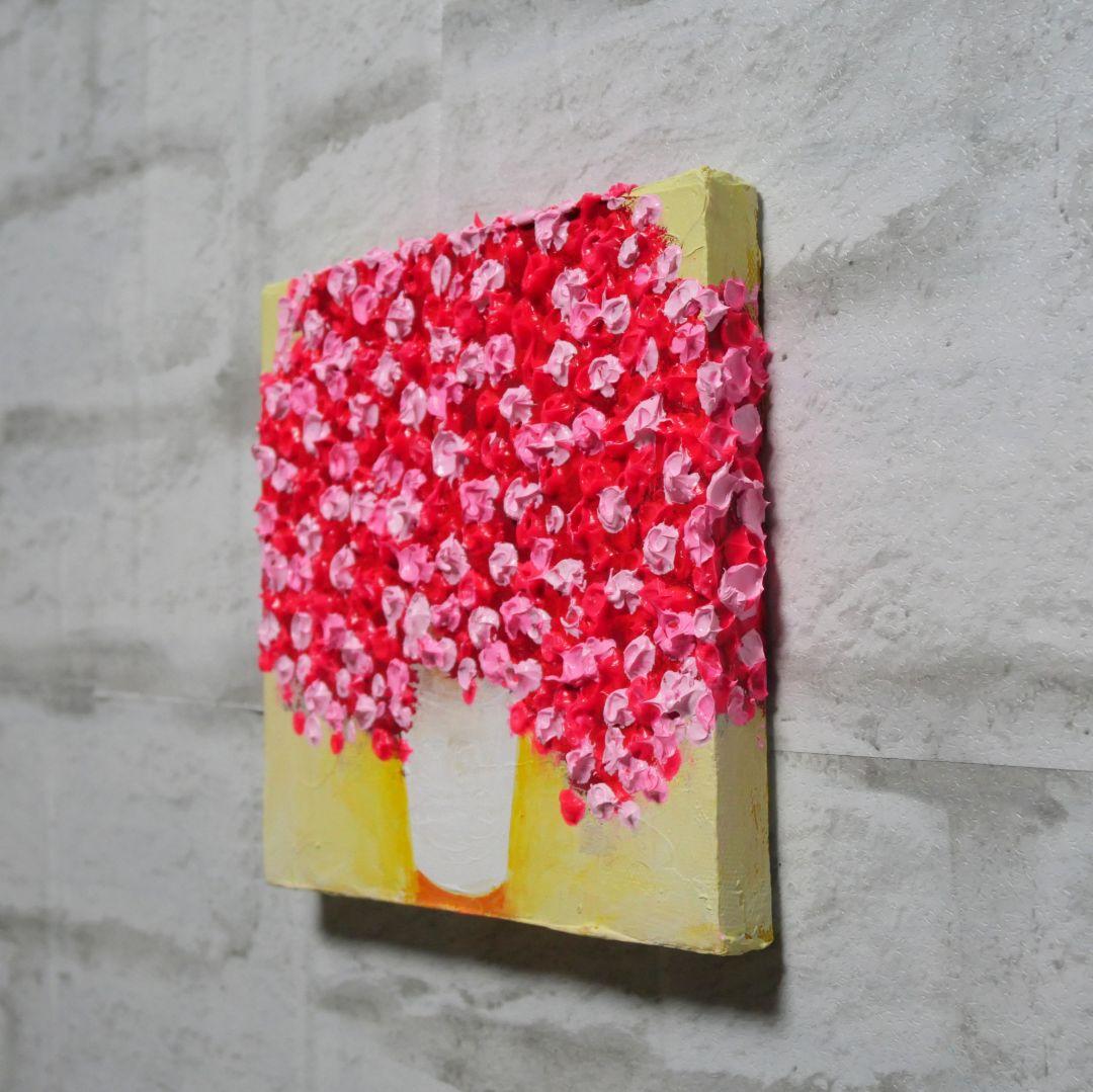 油絵 油彩 油彩画 絵画 アートパネル【ピンクかすみ草】