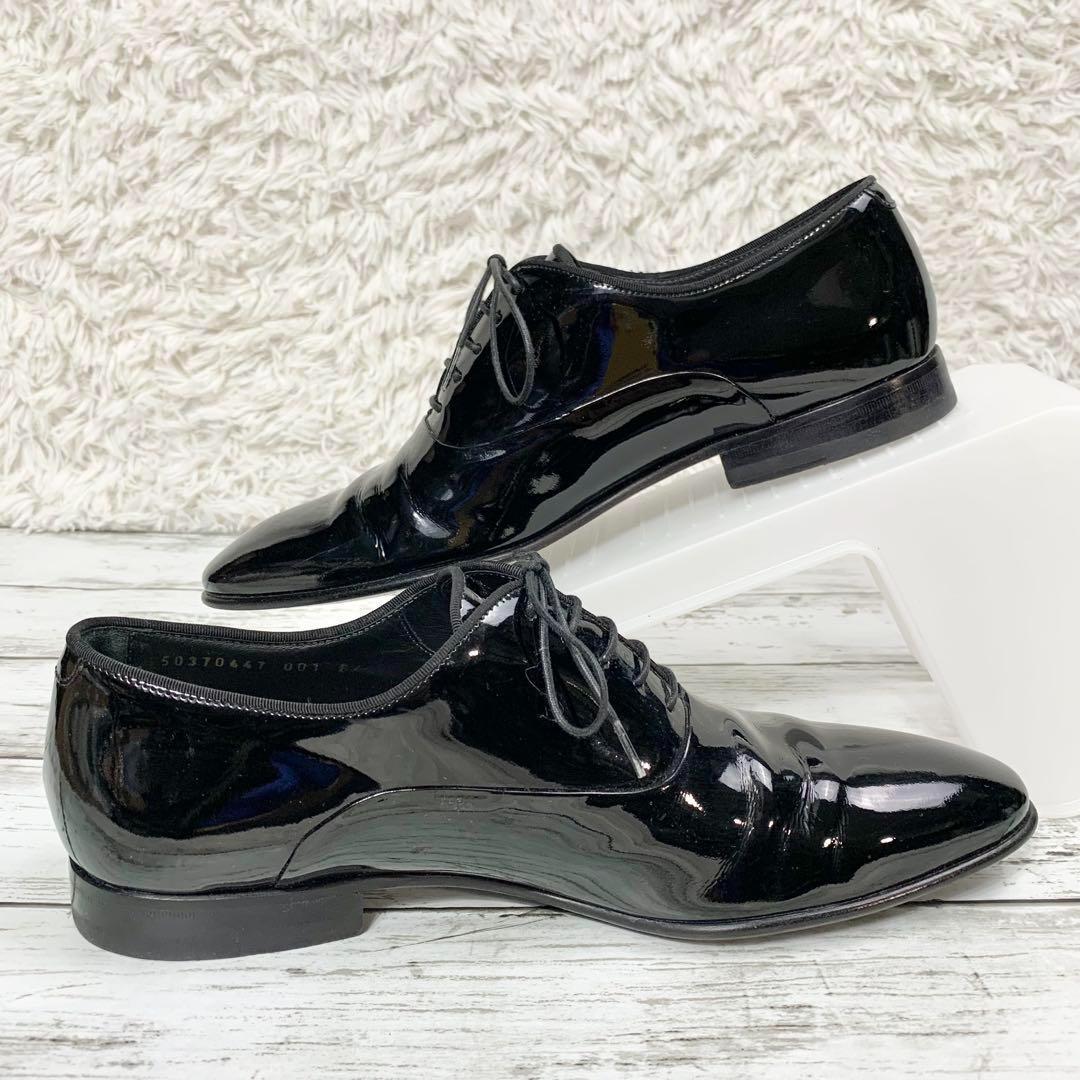 【美品】 HUGO BOSS ビジネスシューズ ドレスシューズ エナメル 黒