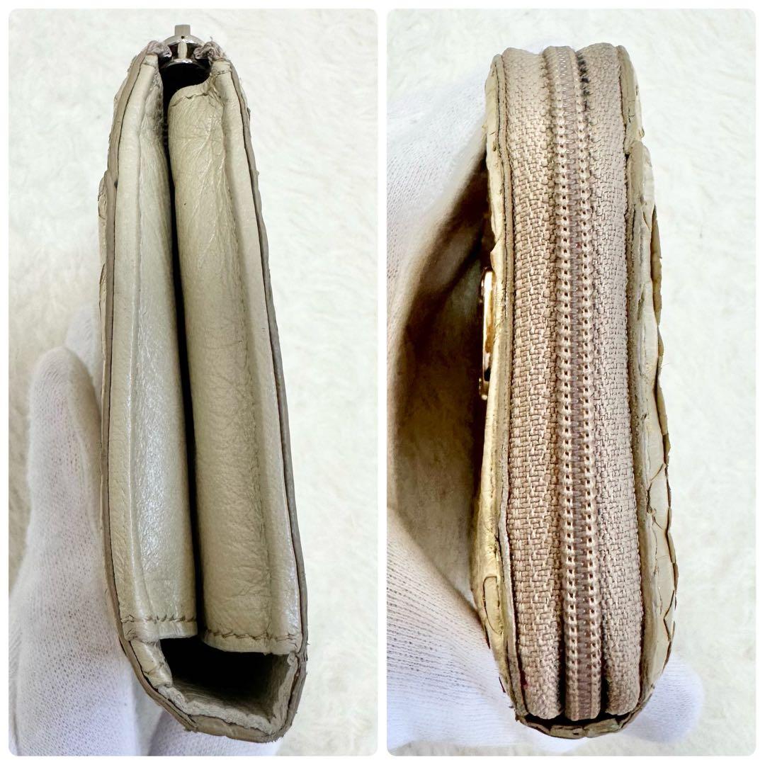 ATAO アタオ ミリモ パイソン箔 オーガニックロゼ ゴールド ミニ財布 ロゴ