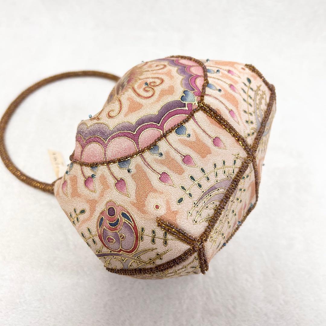 未使用タグ付 OKAJIMA オカジマ ビーズバッグ シルク 和装 ハンドバッグ