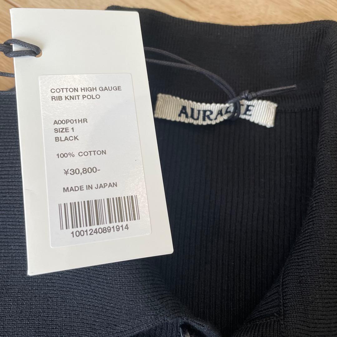 トップス AURALEE COTTON HIGH GAUGE RIB KNIT POLO