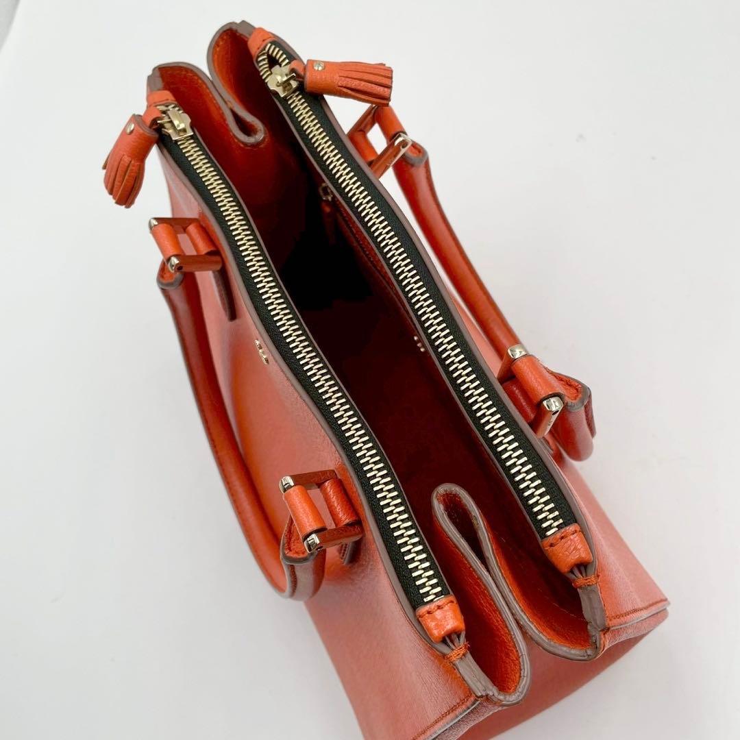 極美品　アニヤハインドマーチ　2way ハンドバッグ　レザー　タッセル　オレンジ