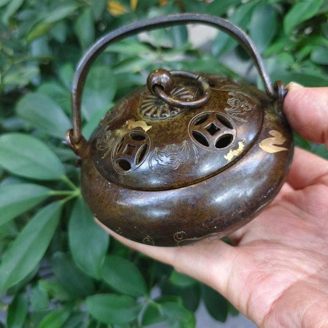 銅器 空気清浄暖手香炉 薫香 香道 盤香炉 装飾品 工芸品 美術品