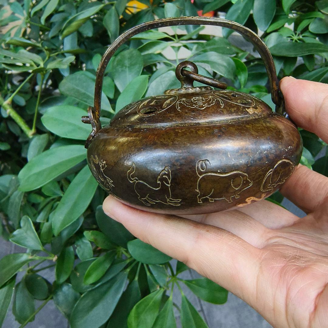 銅器 空気清浄暖手香炉 薫香 香道 盤香炉 装飾品 工芸品 美術品
