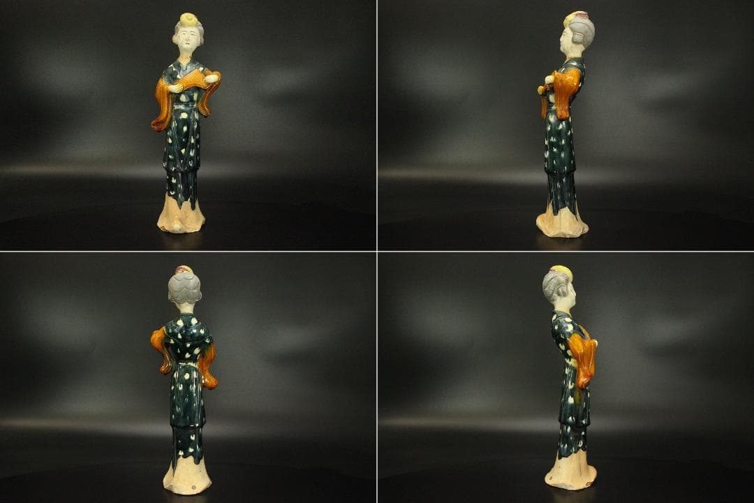 中国美術 三彩 女人 俑 高39.5cm(LC329)