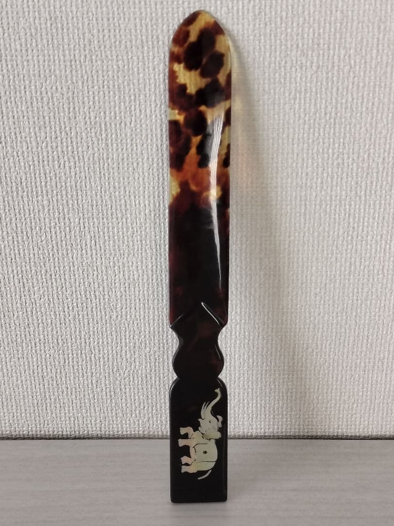 本鼈甲 ペーパーナイフ 螺鈿 装飾 細工 象 魚 べっ甲 象 魚