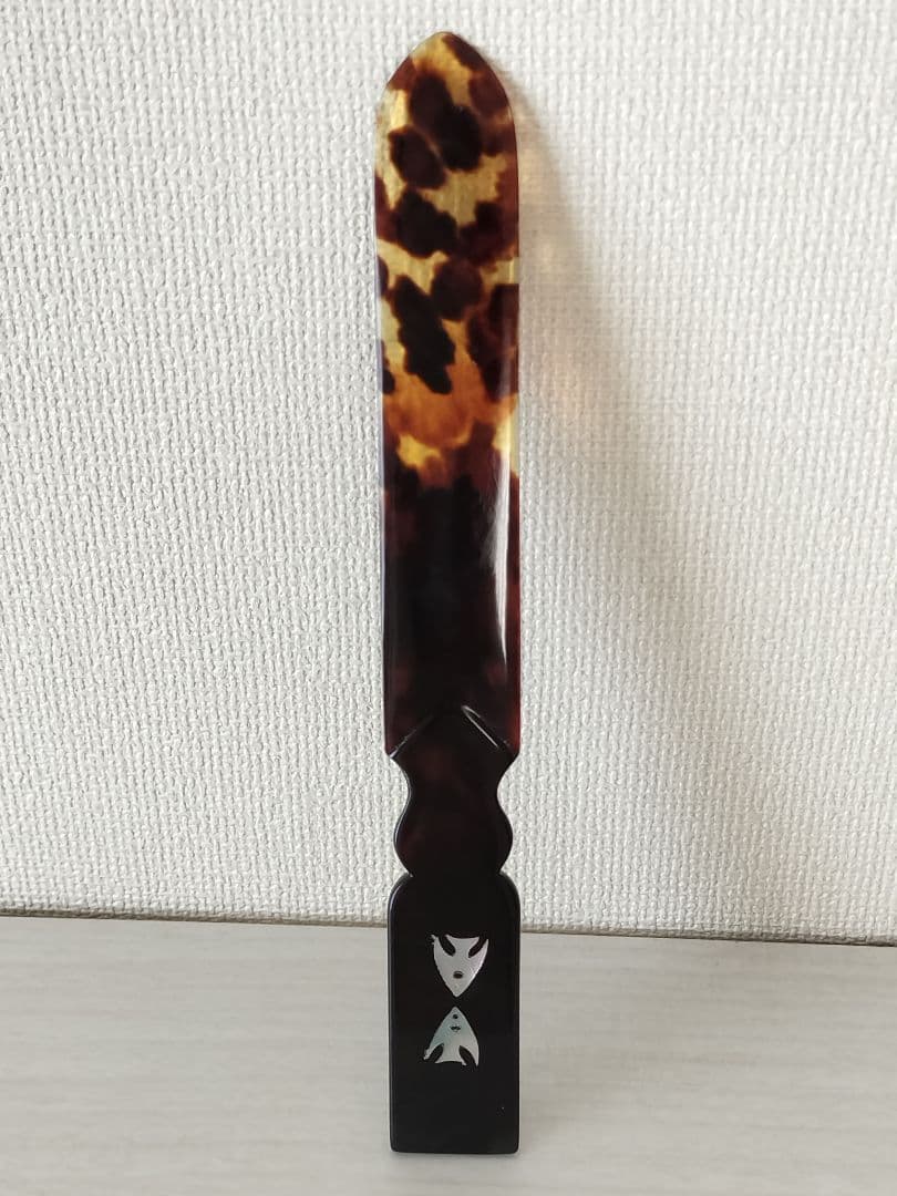 本鼈甲 ペーパーナイフ 螺鈿 装飾 細工 象 魚 べっ甲 象 魚