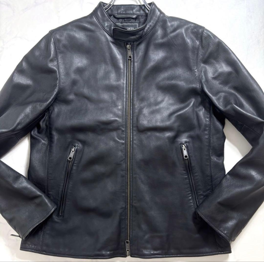 BEAMS シングルライダースジャケット●ラムレザー 本革 ブラック