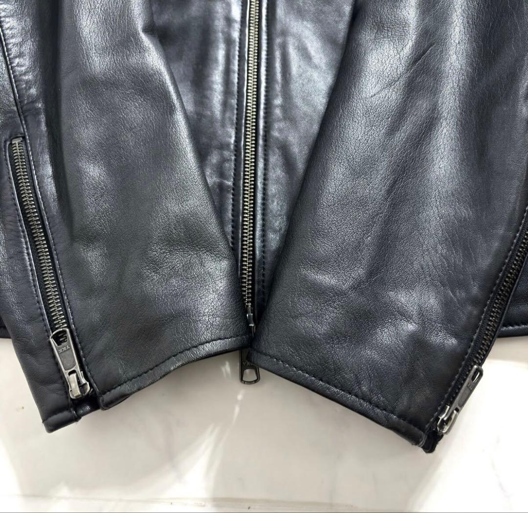 BEAMS シングルライダースジャケット●ラムレザー 本革 ブラック
