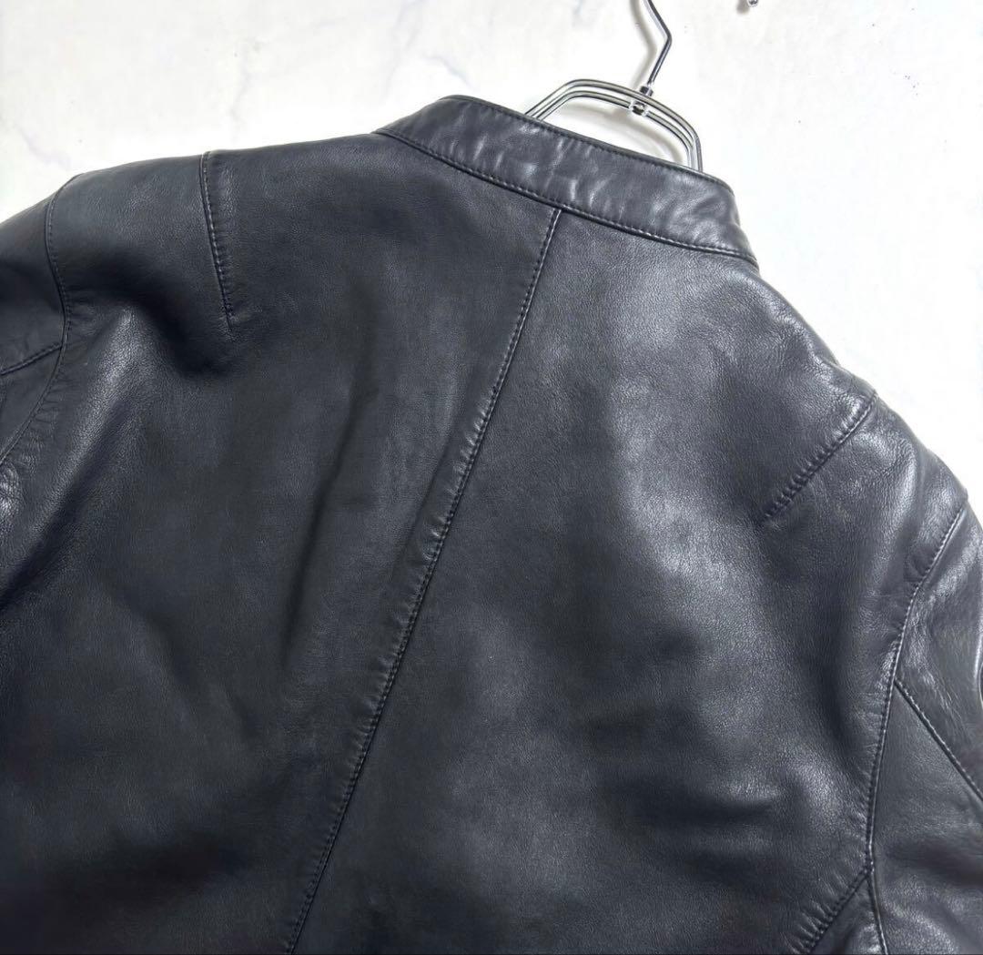 BEAMS シングルライダースジャケット●ラムレザー 本革 ブラック