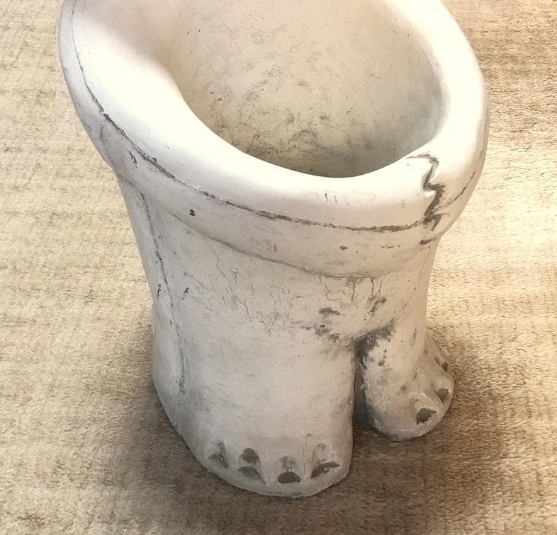 【 木の葉髪河童 石膏鉢 】　大正時代　カッパ/このはがみかっぱ