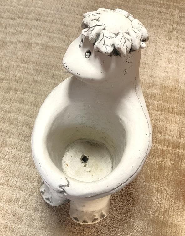 【 木の葉髪河童 石膏鉢 】　大正時代　カッパ/このはがみかっぱ