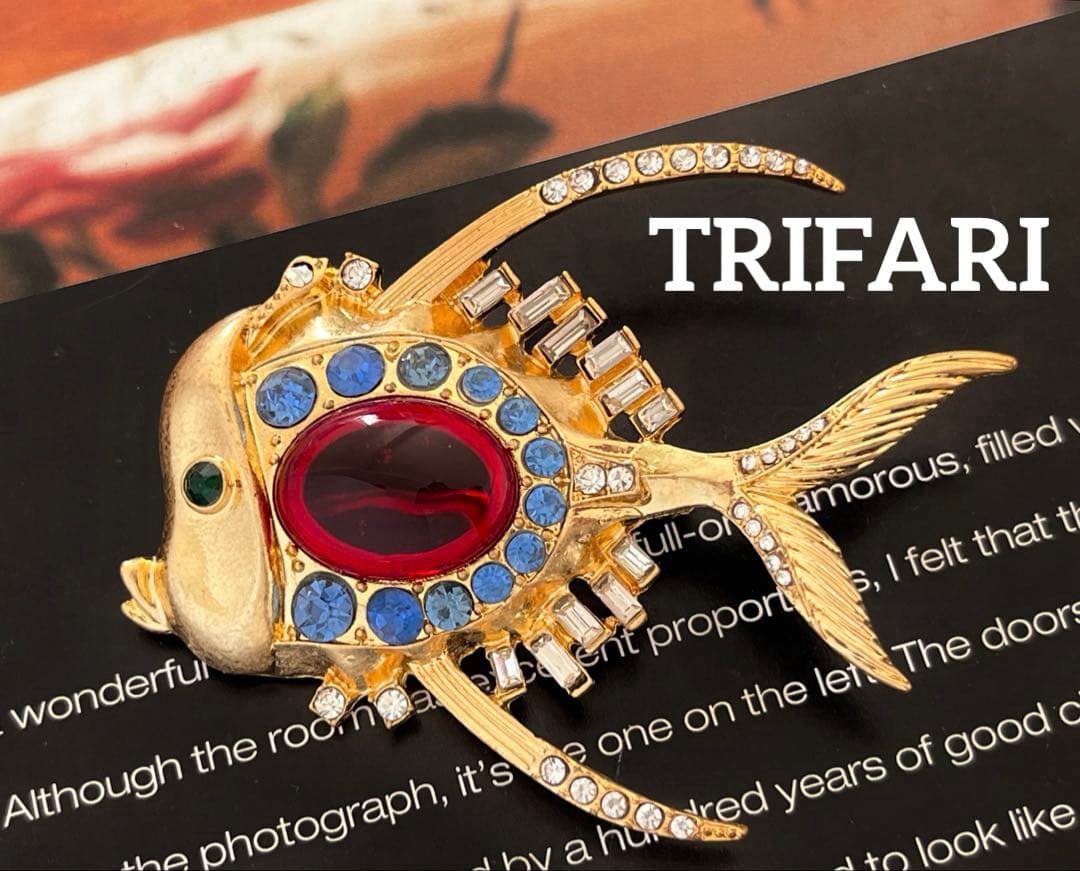 TRIFARI特大！ガラスヴィンテージブローチB237