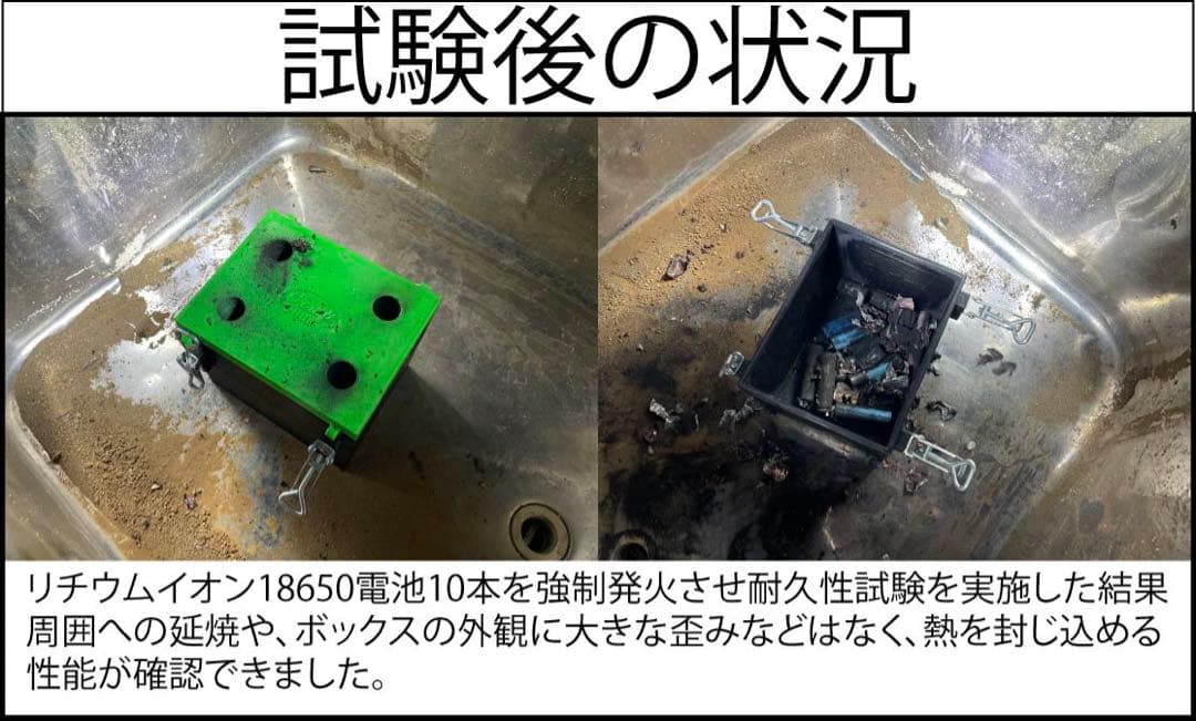 マキタバッテリー収納可能発火遅延ボックス 二重構造