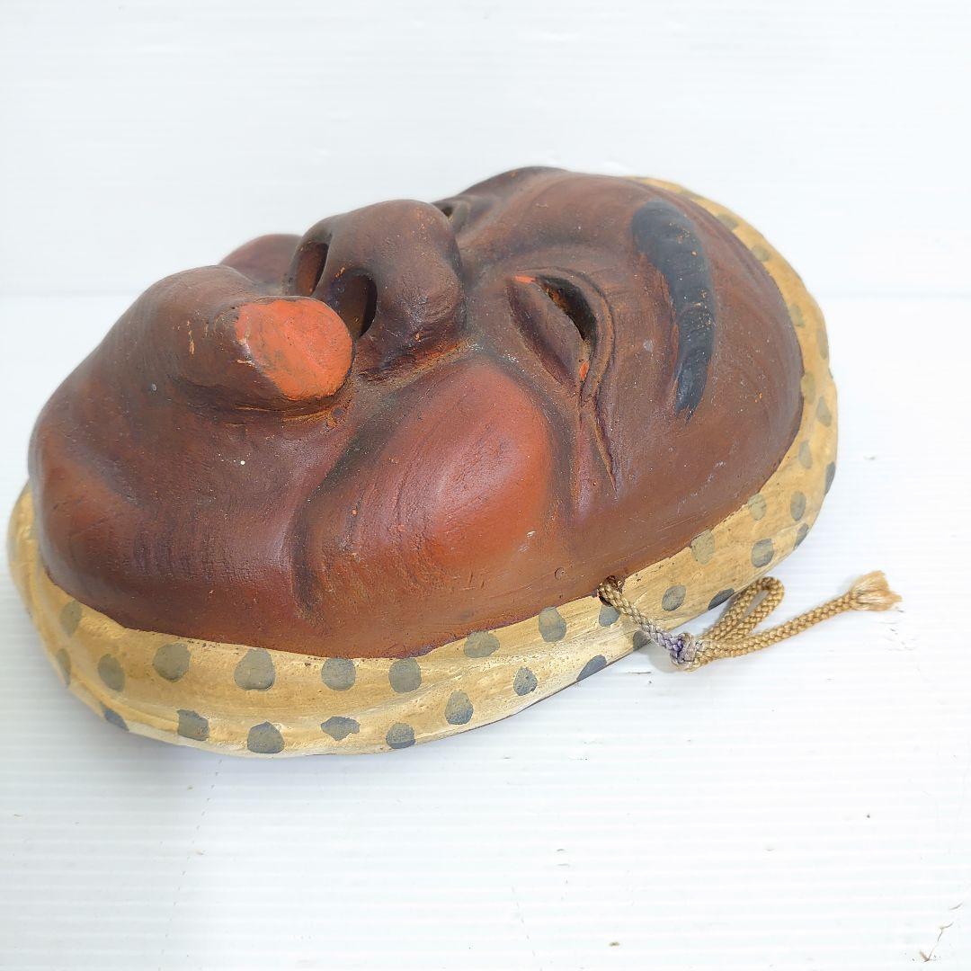 木彫り　ひょっとこ　お面　能面　アンティーク　縁起物　開運　魔除け