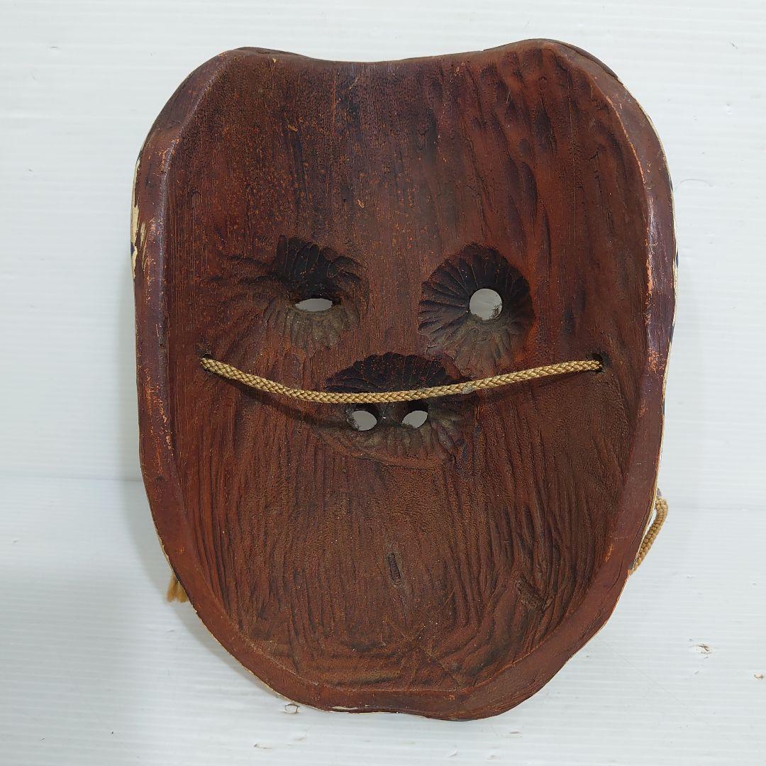 木彫り　ひょっとこ　お面　能面　アンティーク　縁起物　開運　魔除け