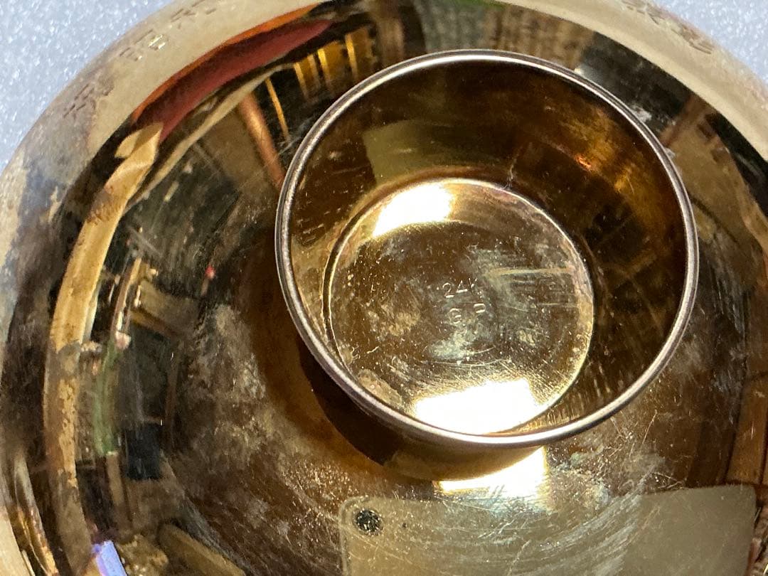24k gpの金メッキ盃二つセット。【箱無し、現状品】。
