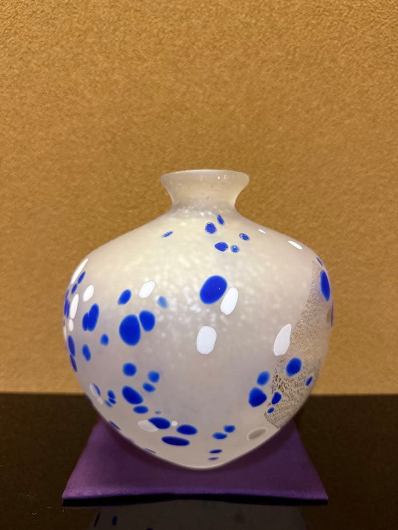 文化勲章　藤田喬平　手吹金彩花瓶　共箱