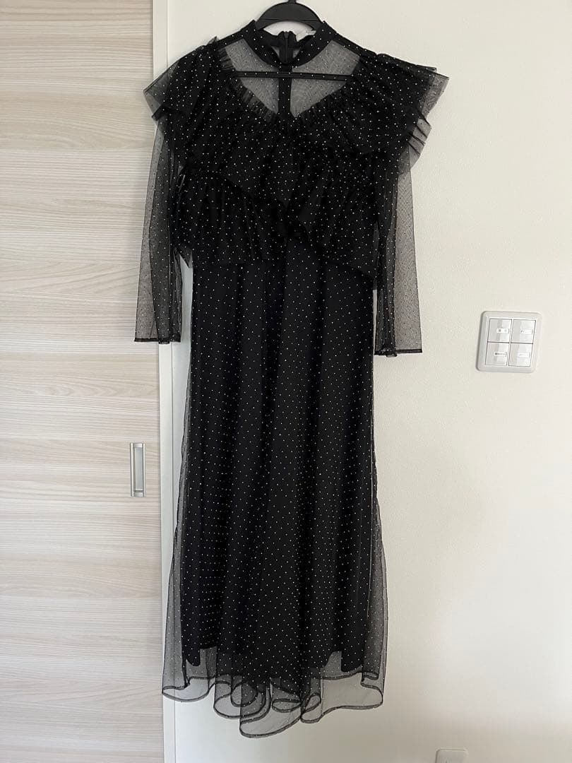 【Leja】2wayドットストーンギャザーチュールAラインドレス