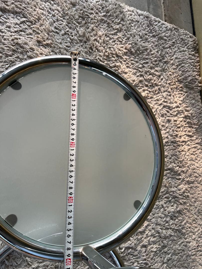 ラウンドテーブル 3段ガラス ミッドセンチュリー モダン スペースエイジスタイル