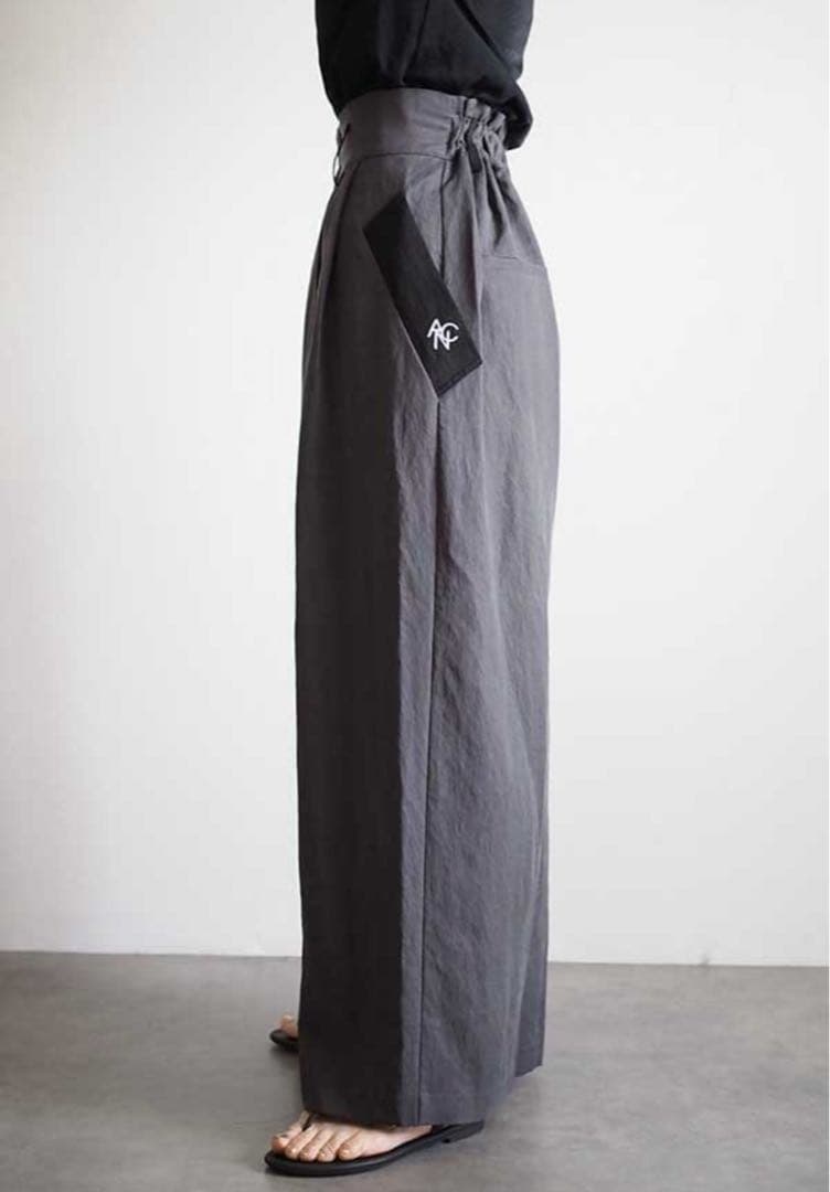 ANIECA ビックポケットバイカラーフレアパンツ