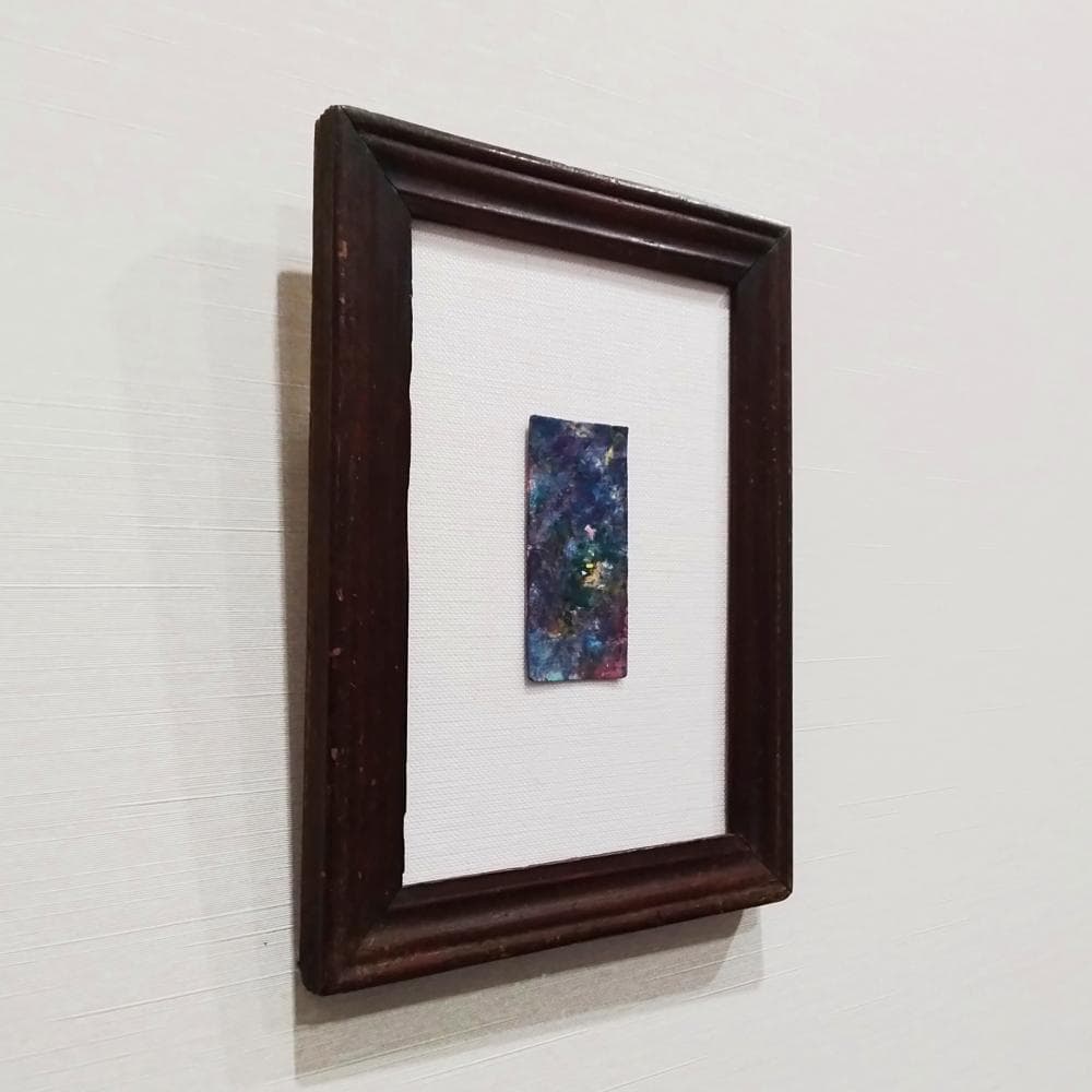 内野隆文　抽象絵画　バスチケット　アンティークペーパー　フレーム　額縁　真作