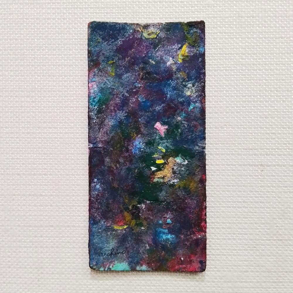 内野隆文　抽象絵画　バスチケット　アンティークペーパー　フレーム　額縁　真作