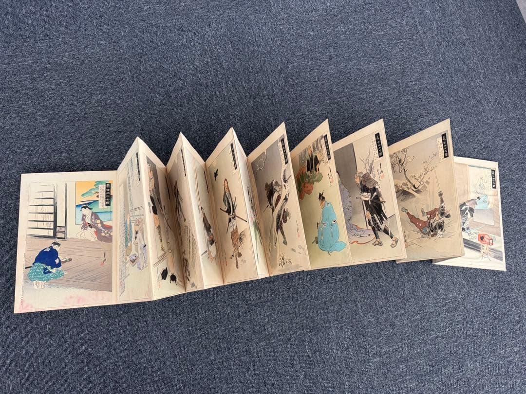 【真作】月耕 浮世絵「義士四十七図」明治時代 木版画 錦絵 大判 63枚