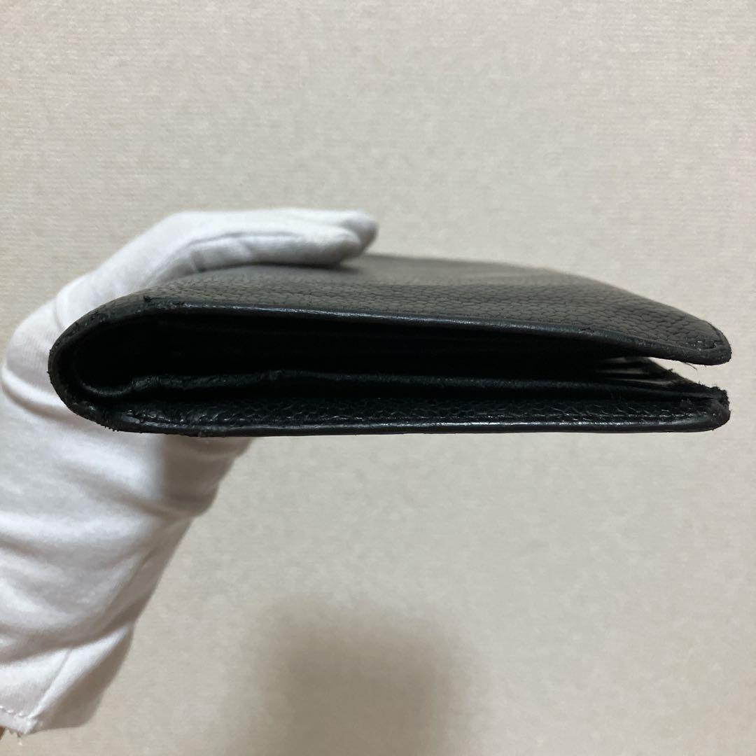 ✨本物鑑定済✨CHANEL キャビアスキン　ココマーク　二つ折り　長財布　黒
