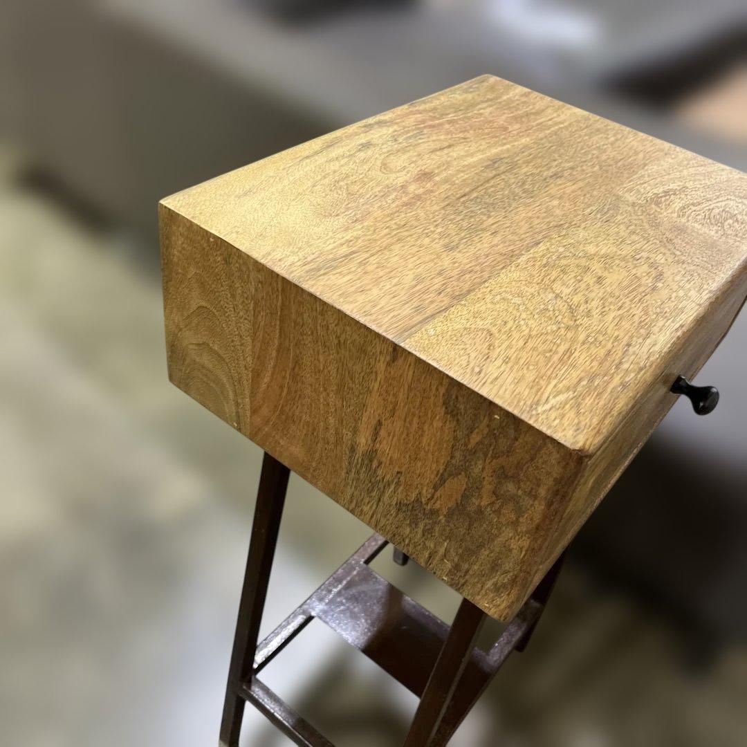 【ギャレットインテリア】◇サイドテーブル◇デザイナーズ◆マンゴー無垢×アイアン