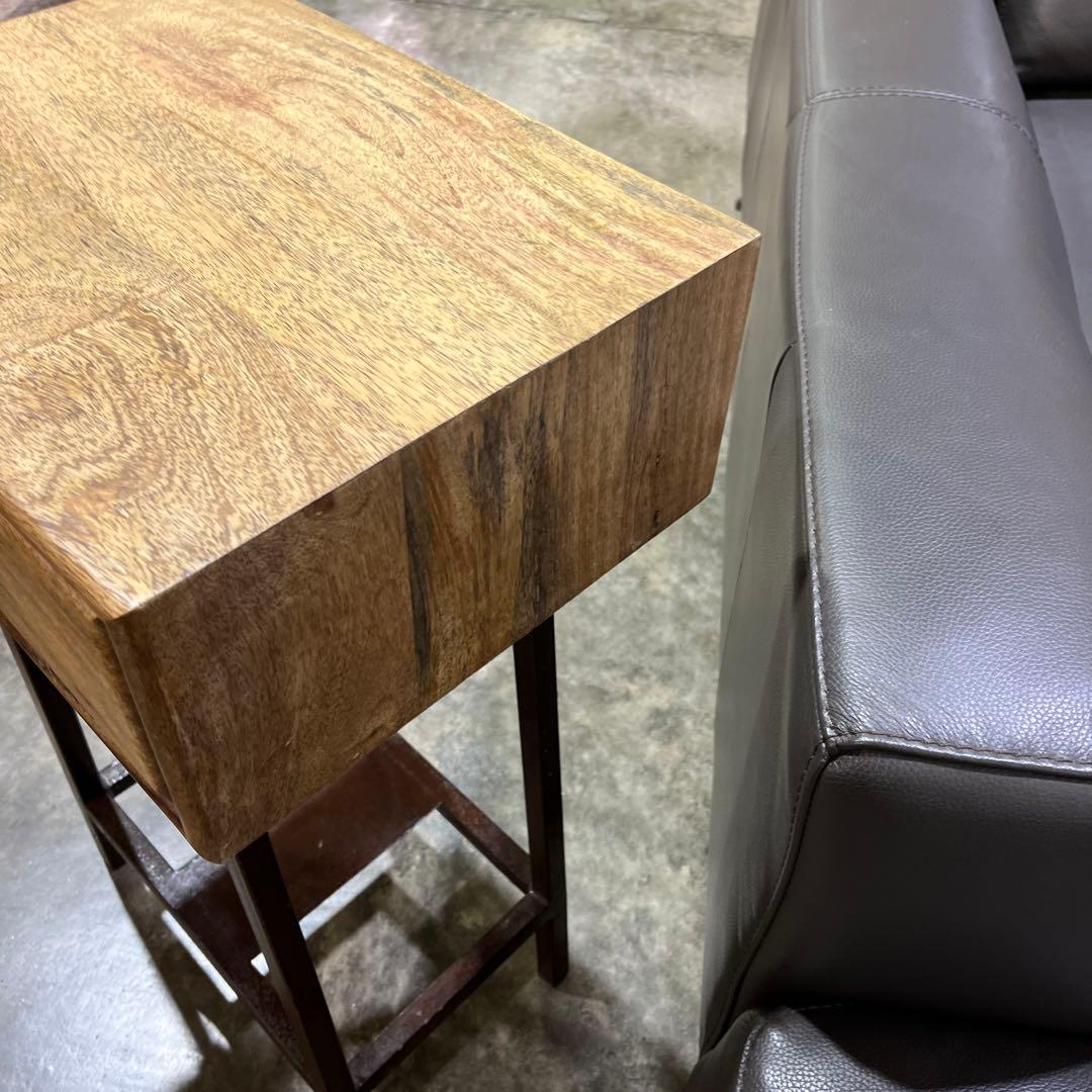 【ギャレットインテリア】◇サイドテーブル◇デザイナーズ◆マンゴー無垢×アイアン