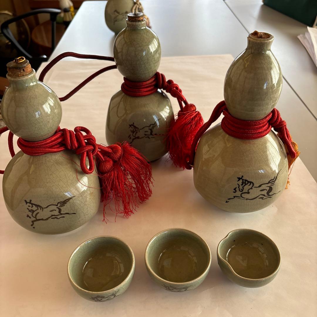 相馬焼　瓢箪型　徳利　３個