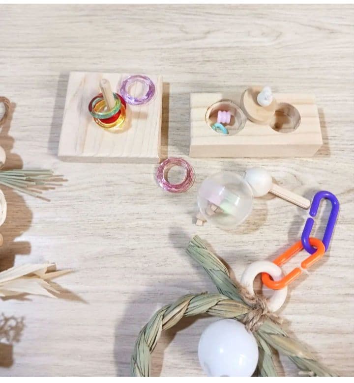 T14　自然素材　インコ　 ガジガジおもちゃ　バードトイセット　フォージングトイ