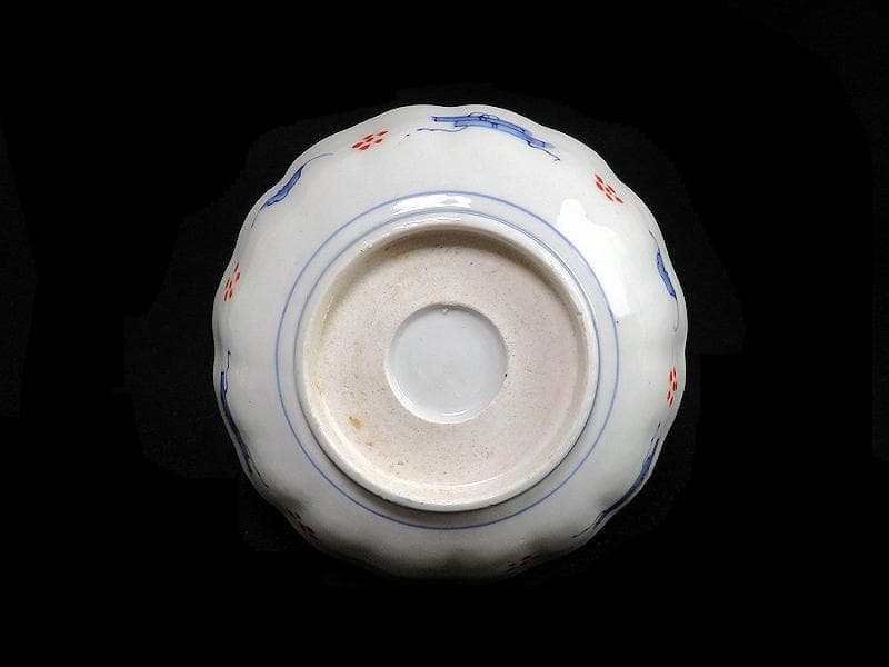 古伊万里　赤絵　草花紋に麒麟の図　膾皿　２客　D119AS-BVx