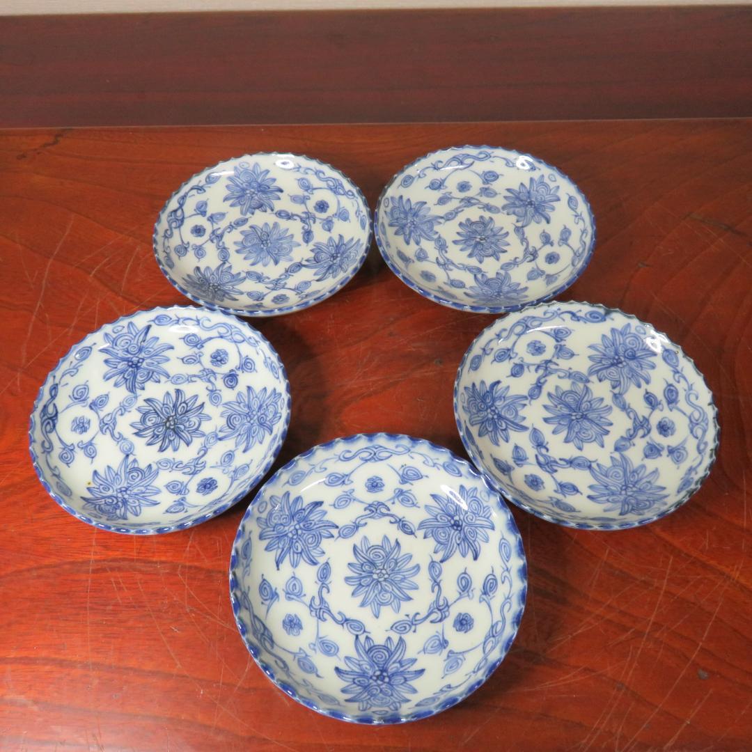 古伊万里 染付 小皿5枚 ほぼ無傷 極美品 蔵出し 初だし 手塩皿 中国写し