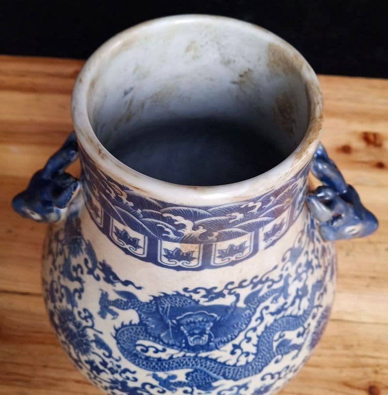 青花磁 鹿頭尊 置物 景徳鎮 陶磁器 装飾品 現代工芸品 美術品