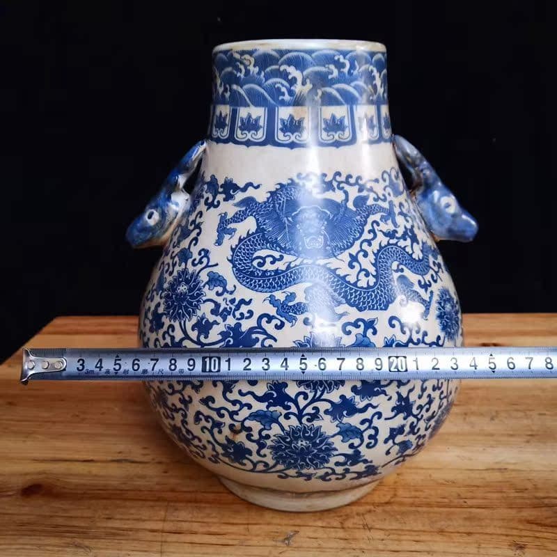 青花磁 鹿頭尊 置物 景徳鎮 陶磁器 装飾品 現代工芸品 美術品