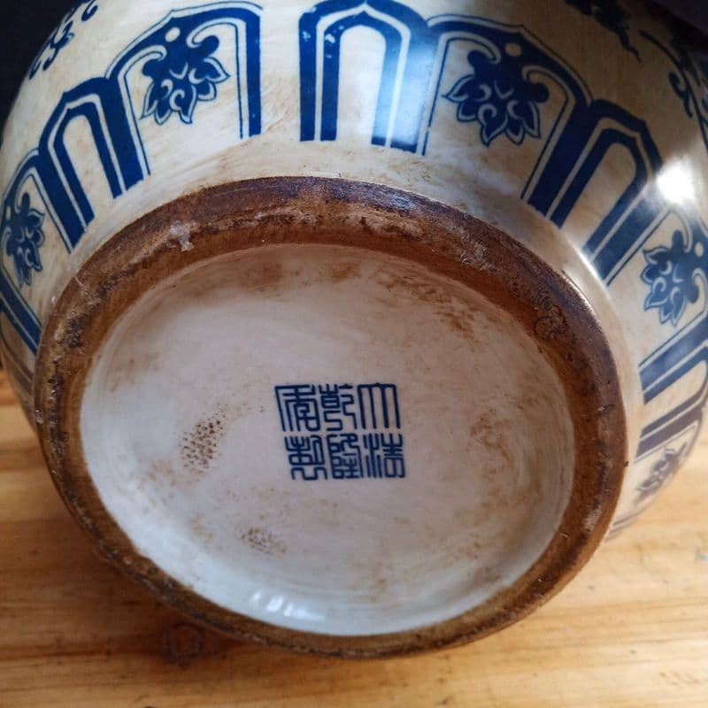 青花磁 鹿頭尊 置物 景徳鎮 陶磁器 装飾品 現代工芸品 美術品