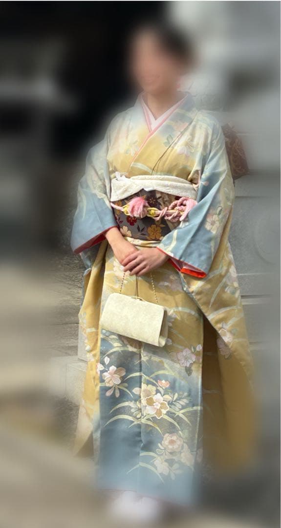 振袖フルセット（７点）　正絹 (着物 着付けセットサービス)