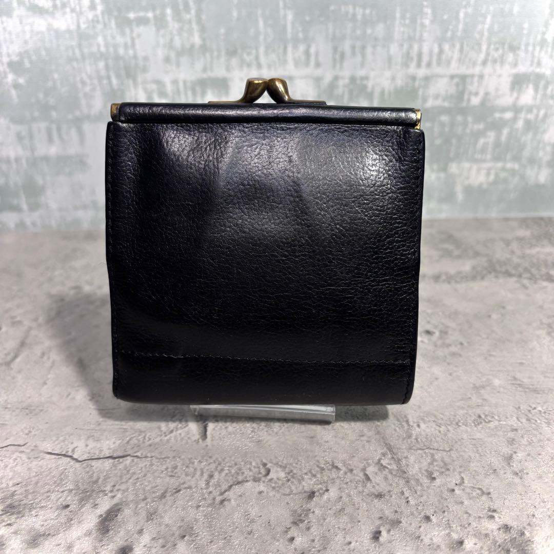 【こーよー！】イルビゾンテ ILBISONTE がま口ミニ財布 黒 シボ革