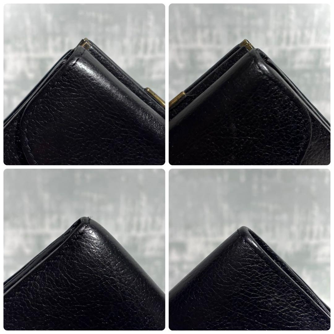 【こーよー！】イルビゾンテ ILBISONTE がま口ミニ財布 黒 シボ革