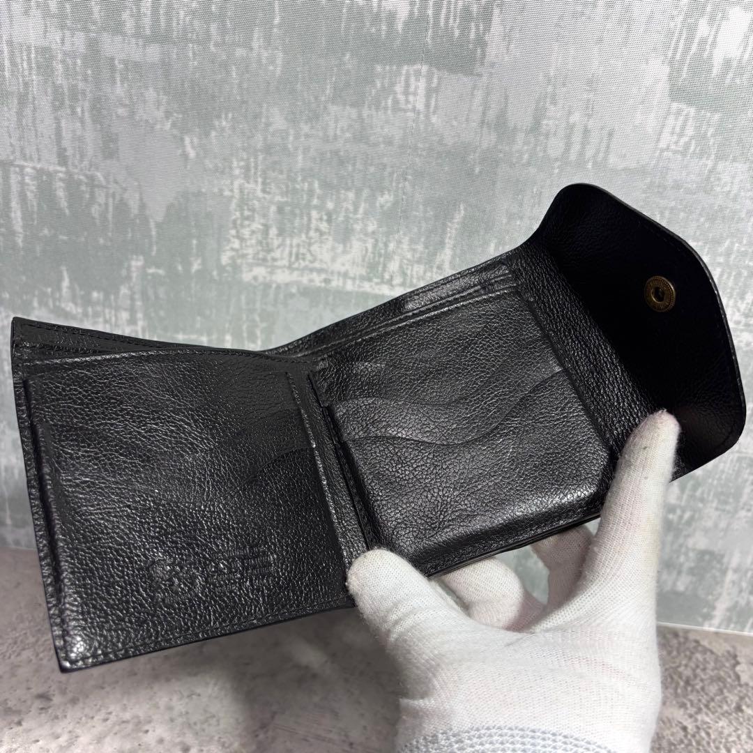 【こーよー！】イルビゾンテ ILBISONTE がま口ミニ財布 黒 シボ革